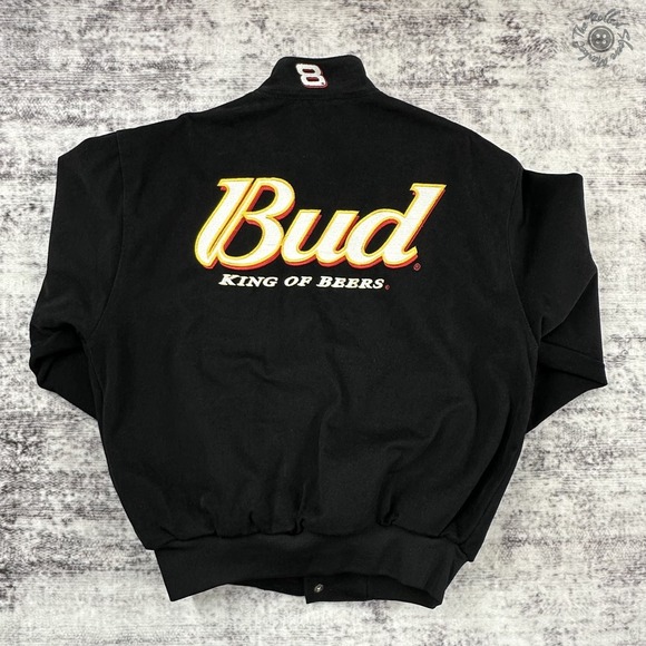 JH Design Dale Earnhardt Jr Budweiser NASCAR Jacket Small Black Bud Winston Cup - Picture 8 of 9